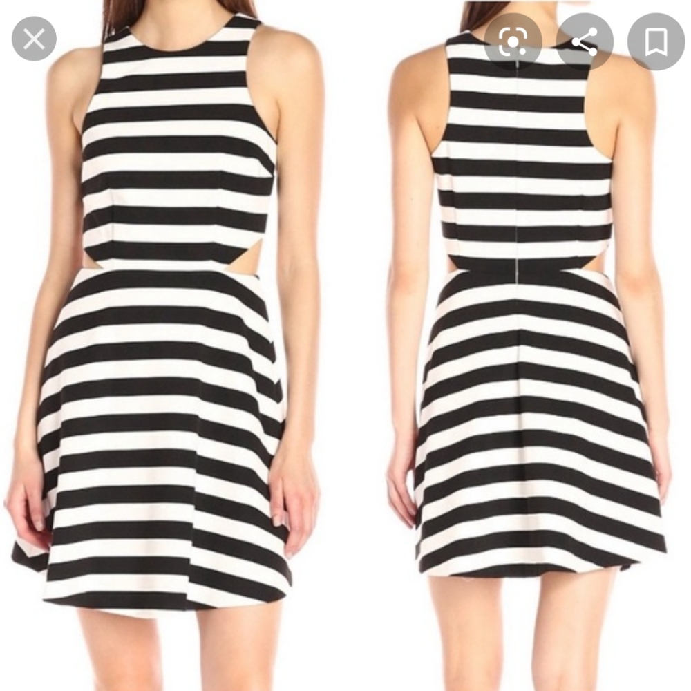 CeCe Side Cutouts Striped Fit and Flare Dress 2